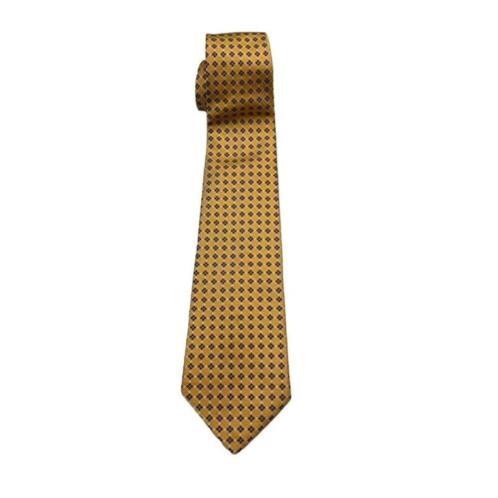 Lauren Ralph Lauren Neck Tie Mens Yellow Blue Geometric USA Silk